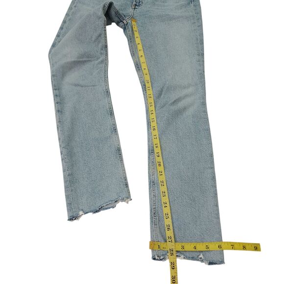 Agolde Merrel Jeans Women 25 Light Blue Cotton Blend Stretch Mid Rise Raw Hem - Picture 12 of 12